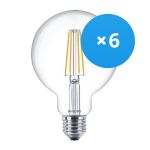 Voordeelpak 6x Philips Corepro LED Globe E27 Filament Helder 95mm 7W 806lm - 827 Zeer Warm Wit | Vervangt 60W Voordeelpak 6x Philips Corepro LED Globe E27 Filament Helder 95mm 7W 806lm - 827 Zeer Warm Wit | Vervangt 60W