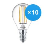 Voordeelpak 10x Philips Corepro LED Lustre E14 Kogel Filament Helder 4.3W 470lm - 827 Zeer Warm Wit | Vervangt 40W Voordeelpak 10x Philips Corepro LED Lustre E14 Kogel Filament Helder 4.3W 470lm - 827 Zeer Warm Wit | Vervangt 40W