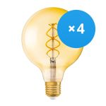 Voordeelpak 4x Osram Vintage 1906 LED E27 Globe 5W 820 Goud | Vervangt 25W Voordeelpak 4x Osram Vintage 1906 LED E27 Globe 5W 820 Goud | Vervangt 25W