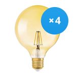 Voordeelpak 4x Ledvance Vintage 1906 LED E27 Kogel Goud 4W 410lm - 824 Zeer Warm Wit | Vervangt 40W Voordeelpak 4x Ledvance Vintage 1906 LED E27 Kogel Goud 4W 410lm - 824 Zeer Warm Wit | Vervangt 40W