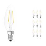 Voordeelpak 10x Ledvance CLASSIC LED E14 Kaars Filament Helder 2.5W 250lm - 827 Zeer Warm Wit | Vervangt 25W Voordeelpak 10x Ledvance CLASSIC LED E14 Kaars Filament Helder 2.5W 250lm - 827 Zeer Warm Wit | Vervangt 25W