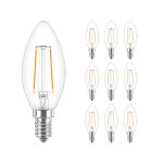 Voordeelpak 10x Philips Corepro LED Kaars E14 Filament Helder 2W 250lm - 827 Zeer Warm Wit | Vervangt 25W Voordeelpak 10x Philips Corepro LED Kaars E14 Filament Helder 2W 250lm - 827 Zeer Warm Wit | Vervangt 25W