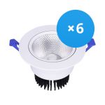 Voordeelpak 6x LED Downlight Rond Kantelbaar 12W 960lm 60D - 930 Warm Wit | 110mm - Zaagmaat 90mm - UGR <19 Voordeelpak 6x LED Downlight Rond Kantelbaar 12W 960lm 60D - 930 Warm Wit | 110mm - Zaagmaat 90mm - UGR <19