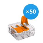 Voordeelpak 50x Wago 221-413 Verbindingsstuk Compact | 3 Kabel Aansluiting - Montageklem Voordeelpak 50x Wago 221-413 Verbindingsstuk Compact | 3 Kabel Aansluiting - Montageklem