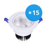 Voordeelpak 15x LED Downlight Rond Kantelbaar 15W 1200lm 60D - 930 Warm Wit | 135mm - Zaagmaat 110mm - UGR <19 Voordeelpak 15x LED Downlight Rond Kantelbaar 15W 1200lm 60D - 930 Warm Wit | 135mm - Zaagmaat 110mm - UGR <19
