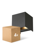 Voordeelpak 4x D'Lite LED Wandlamp Elingen Aluminium Zwart 4.9W 480lm - 830 Warm Wit Voordeelpak 4x D'Lite LED Wandlamp Elingen Aluminium Zwart 4.9W 480lm - 830 Warm Wit